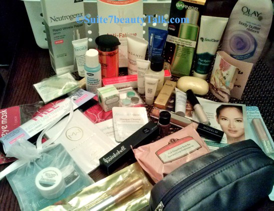 Everything pictured will be awarded to one winner! Because I'm a skincare fanatic, most of the items are skincare products, but there's some great lippies in there & perfume samples too, eyeshadows etc..